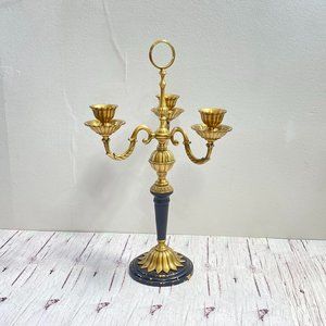 Vintage Brass Candelabra 19" High 3 Arm Dinner Candle Holder Mid Century Candleh